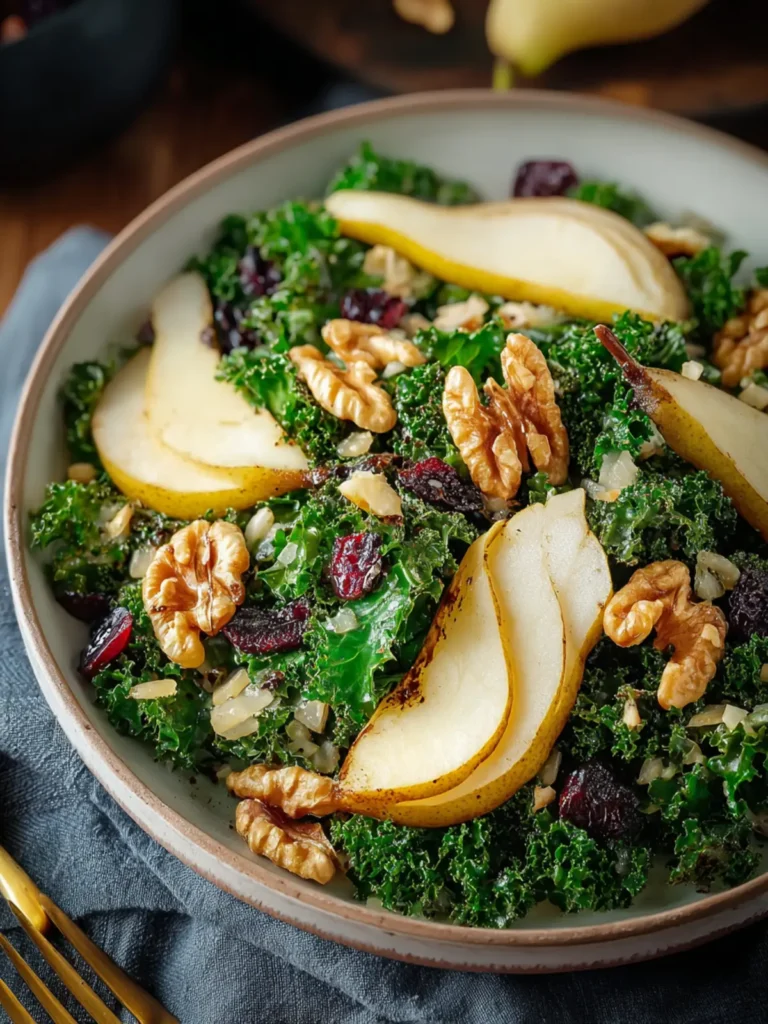 Cozy Warm Pear, Walnut & Kale Salad with Balsamic Bliss First Image