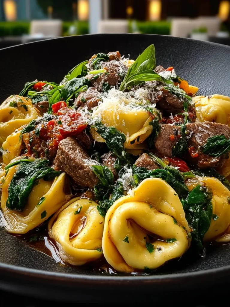 Garlic Butter Beef and Spinach Tortellini First Image