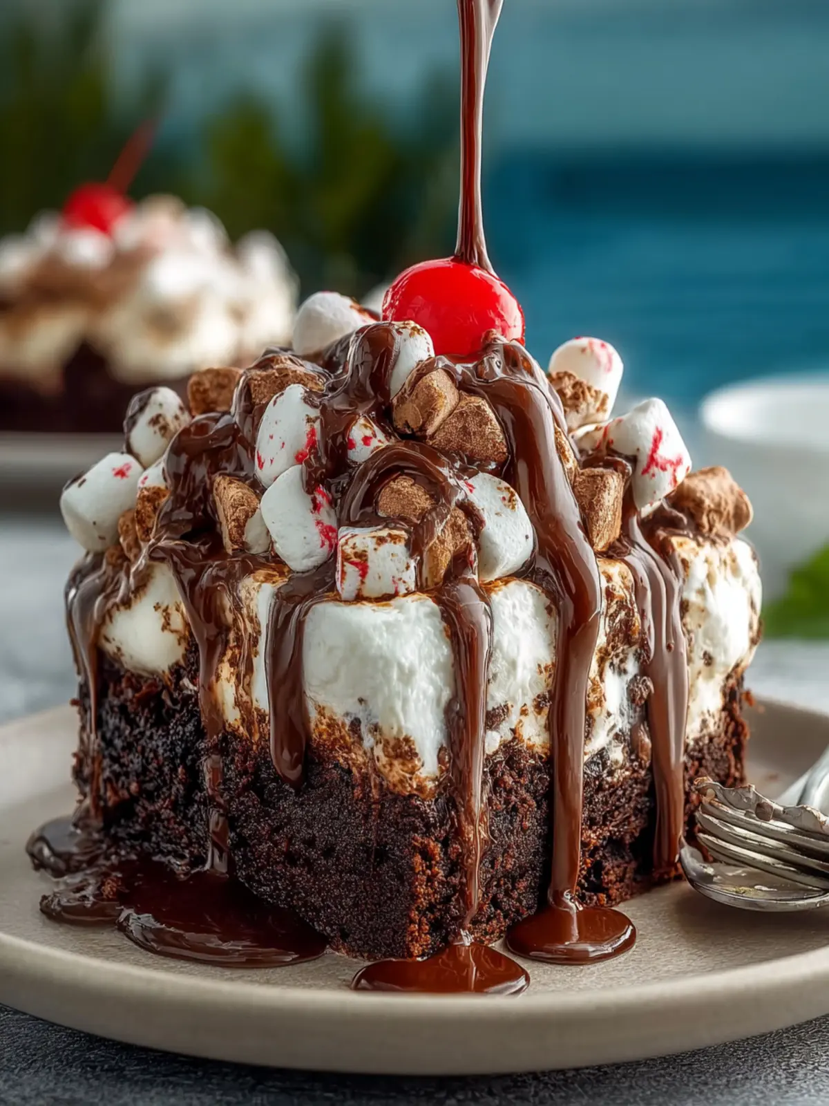 Hot Chocolate Poke Cake First Image