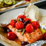 salmon packets tomatoes olives First Image